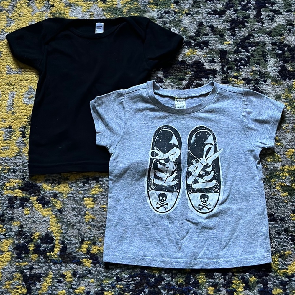 Lot of 2 Baby Shirt American Apparel & Skull Sneaker Graphic